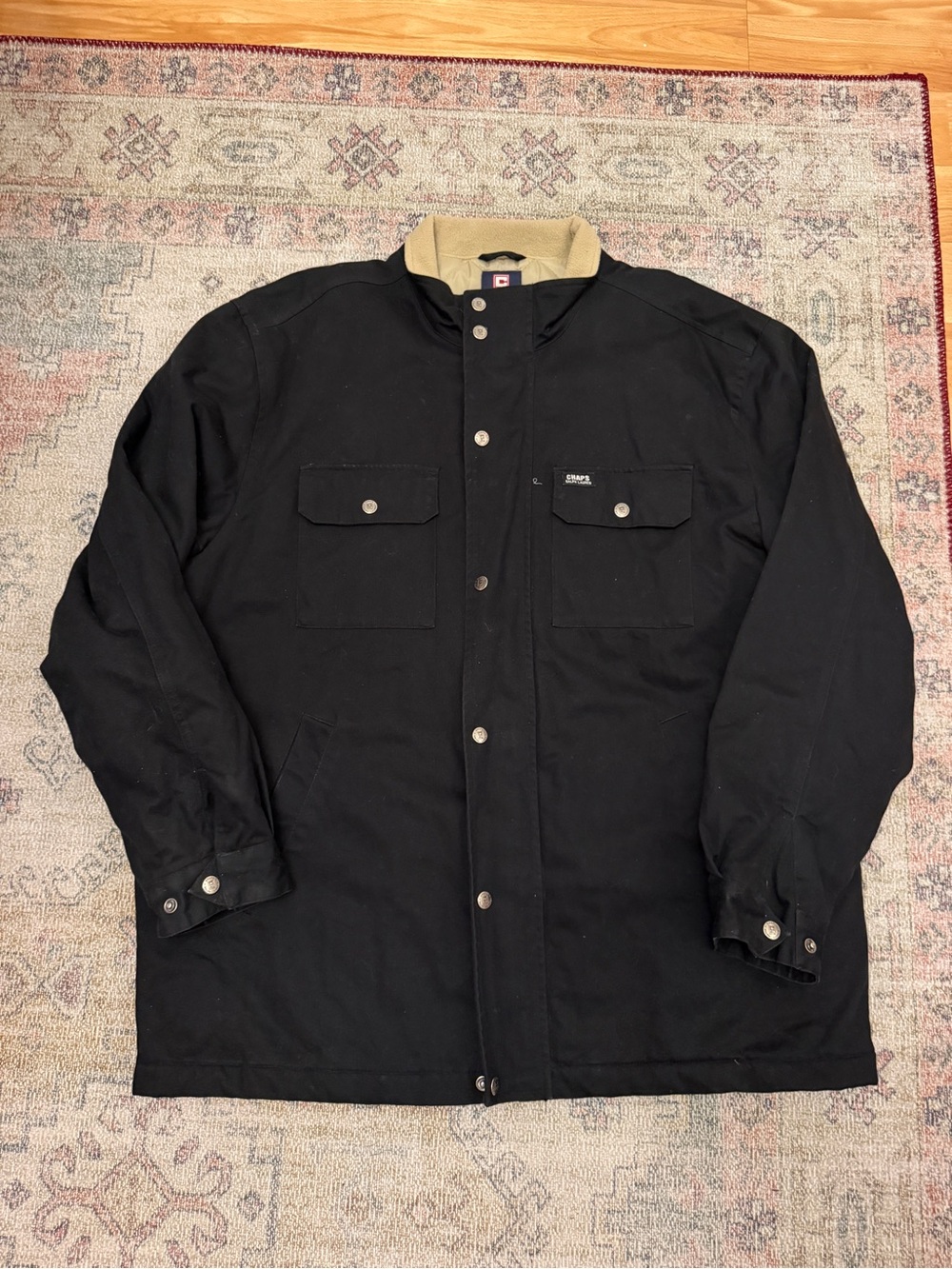 Vintage Chaps Ralph Lauren Black Canvas Chore Field Jacket - Size XL